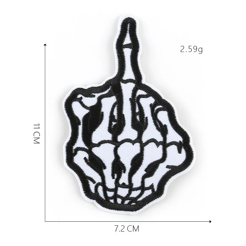 Punk Skeleton Finger Self-Adhesive Badge Patches for DIY Accessories and Decor
