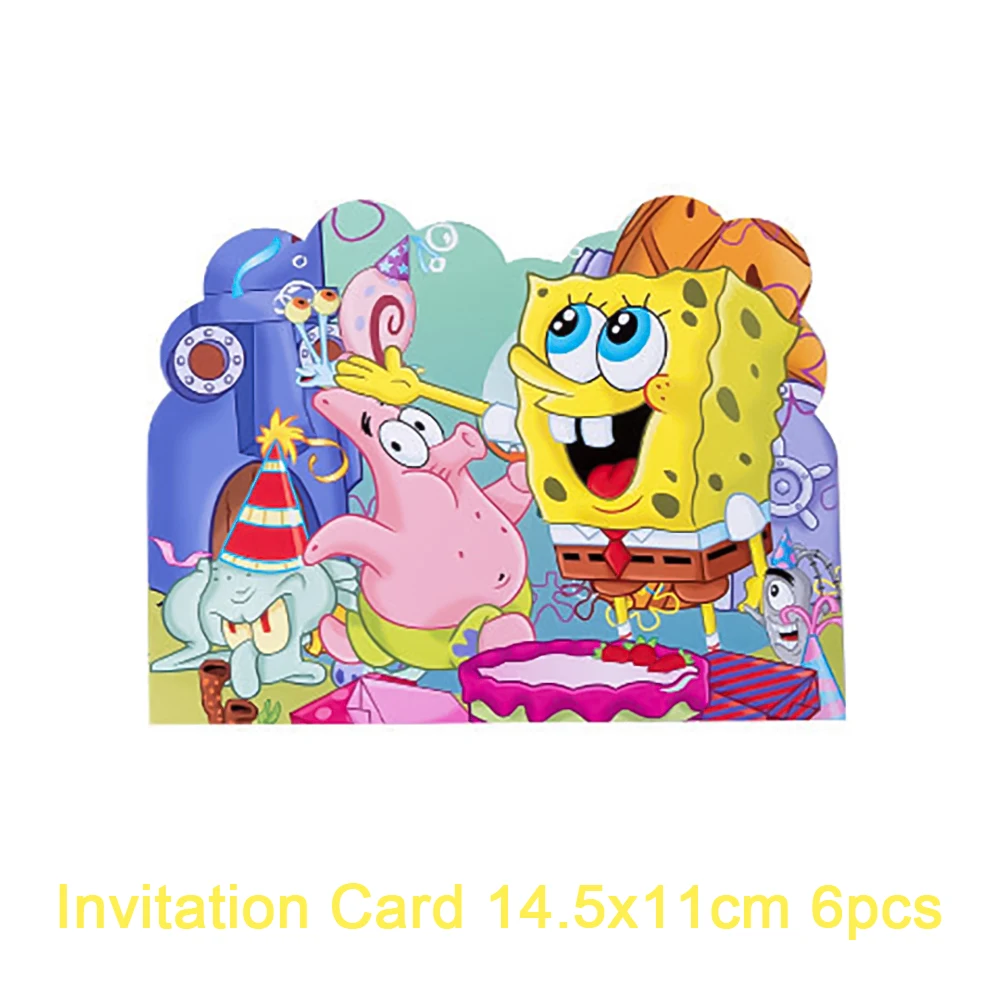 Heißer Spongebob-Themen-Geburtstagsparty-Dekorations-Set: Hintergrund, Teller, Ballons, Tortenaufsatz, Kulisse, Babyparty, Kindergeschenk-Zubehör – Detail 8