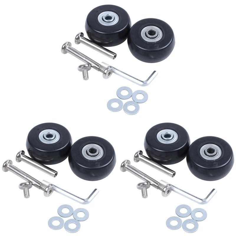 

6 Sets Of Luggage Suitcase Replacement Wheels Axles Deluxe Repair Tool OD 40Mm