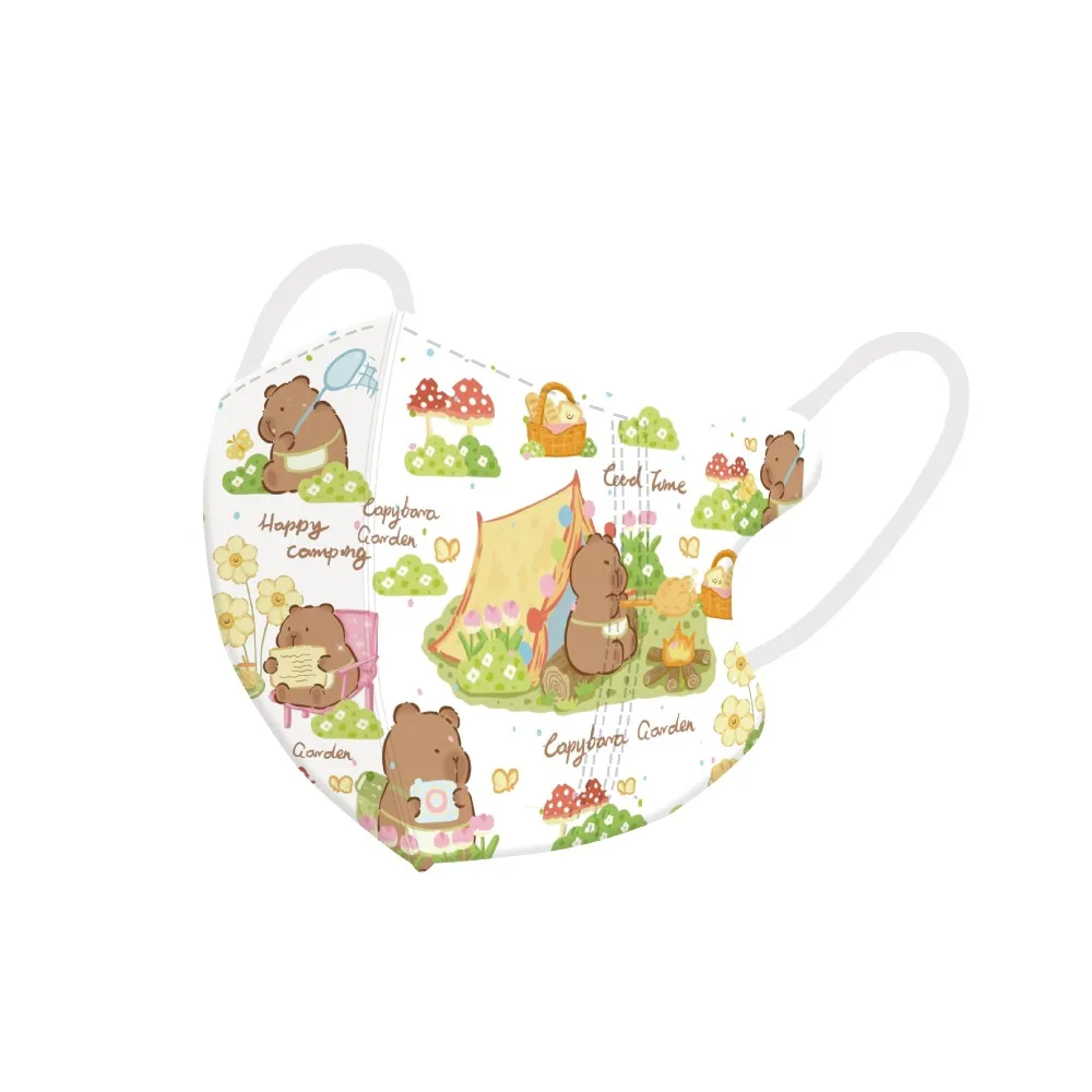 Cartoon 3D Children's Mask Anti Pollen Capybara Pattern Anti-sun Mask Butter Bear Disposable Sunshade Outdoor