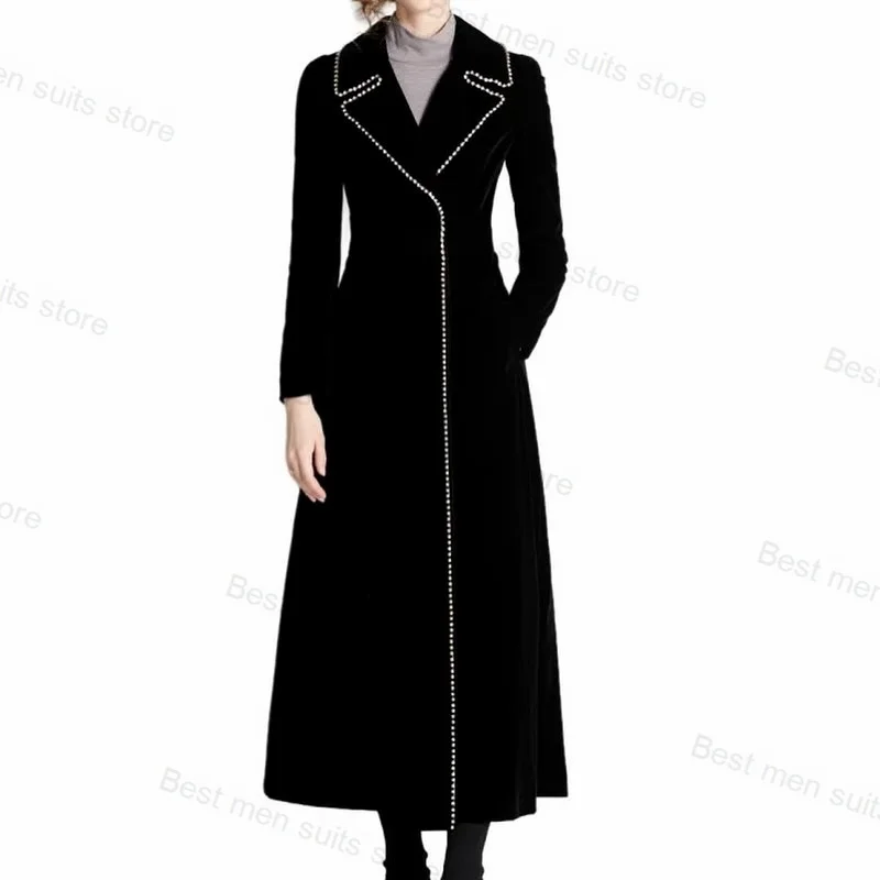 

Pearls Mother of the Bride Dresses Women Suits 1 Pcs Blazer Cotton Long Coat Jacket Luxury Formal Prom Dress Custom Made