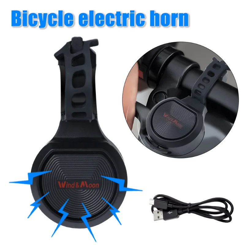 Bicycle Electric Bell Horn Rechargeable 4 Modes Ringtones Multifunctional Antitheft Alarm