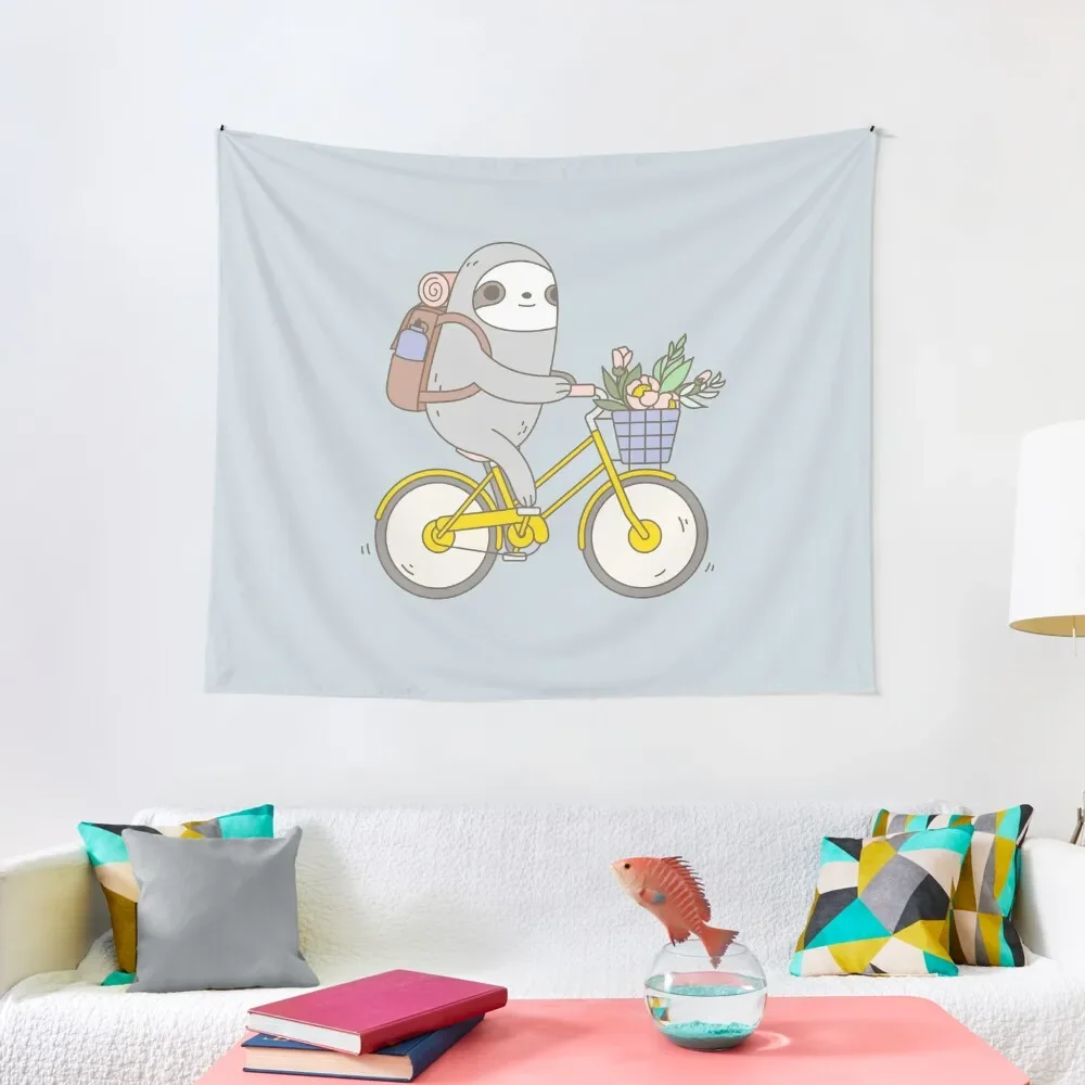 

Biking Sloth Tapestry Wallpaper Wall Decoration Items Room Decor Aesthetic Tapestry