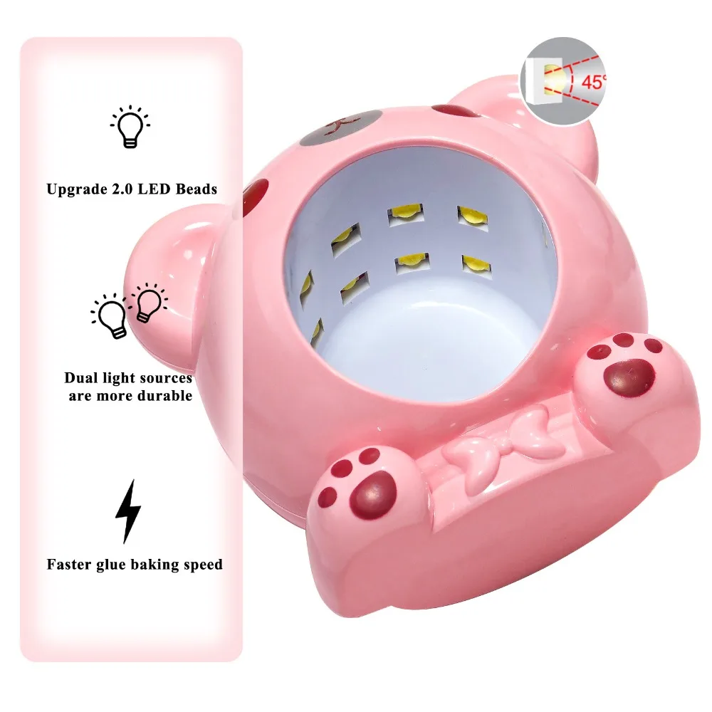 Description Picture 4 of itemNail Phototherapy Bear Nail Drying Lamp Manicure Tools Fast Dry Curing Bear Mini Nail Dryers UV LED Gel Polish Cured ABS