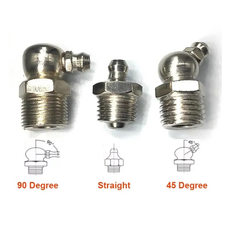 110Pc SAE Grease Fittings Kit M6 M8 1/4" 1/8" Straight 45 90 Degree Metric Fittings Nipples kit Galvanized Steel Grease Zerk Kit car accessories auto fasteners auto accessories