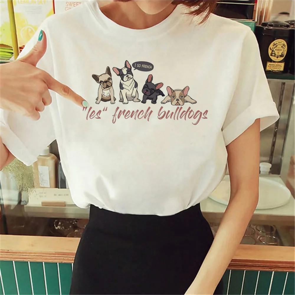 

French Bulldog tshirt women Japanese comic designer t-shirts female y2k comic clothes