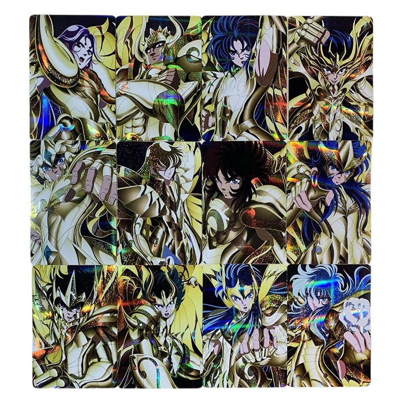 

12pcs/set Saint Seiya Animation Characters Aiolia Aiolos Milo Aldebaran Flash Card Classics Anime Collection Cards Toy Gift
