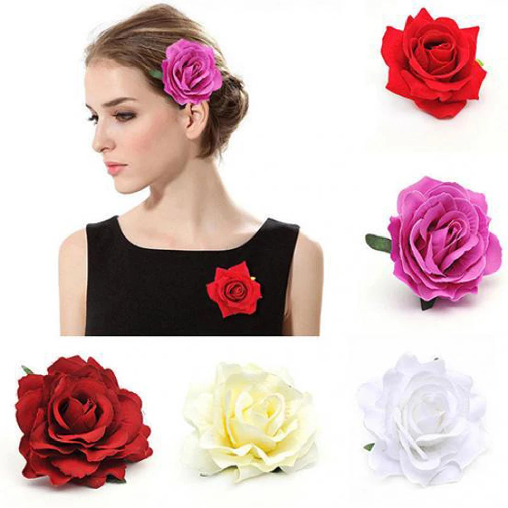 Elegant Red Rose Hair Clips - Valentine's Day & Beach Party Accessories