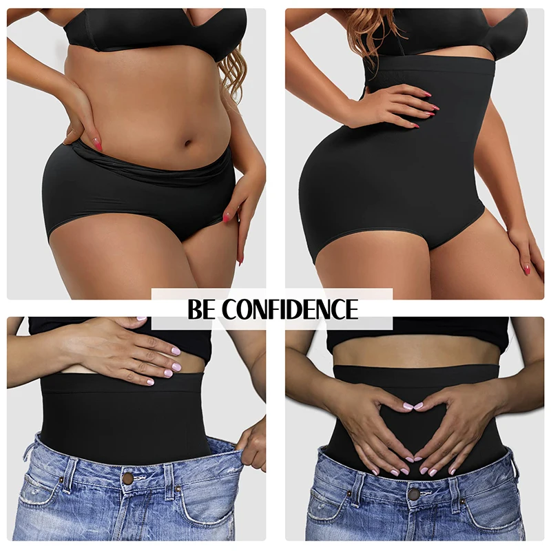 Womens Shapewear Tummy Control Underwear High Waisted Slimming Shaper  Stomach Control Panties Briefs, Black, XS/S