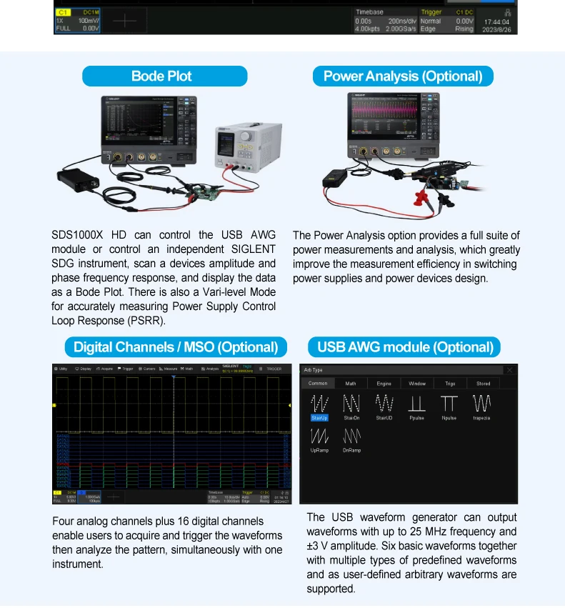 SIGLENT High resolution digital oscilloscope SDS1072X/1074X/1102X/1204X HD high-