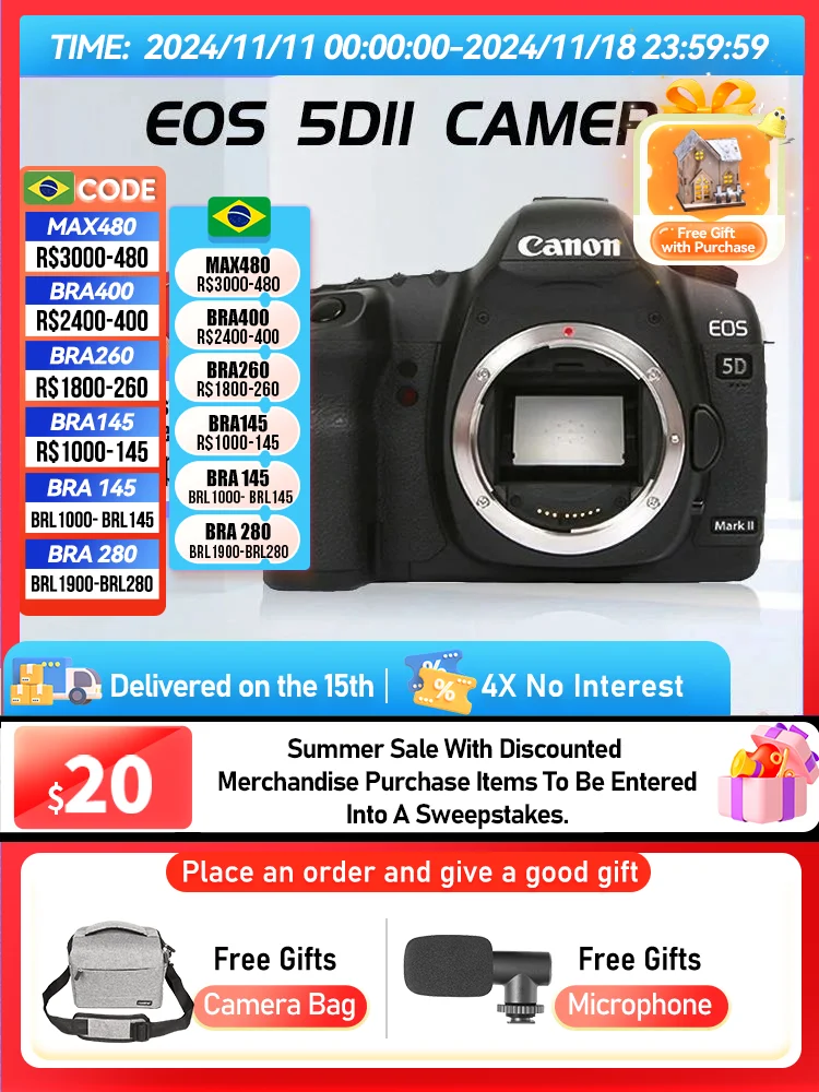Digital Camera Canon EOS 5D II 5D III IV Full Frame Digital SLR Camera Professional Photographer Photography 4K HD 30.40MP 5D2 5D3 5D4（Used）