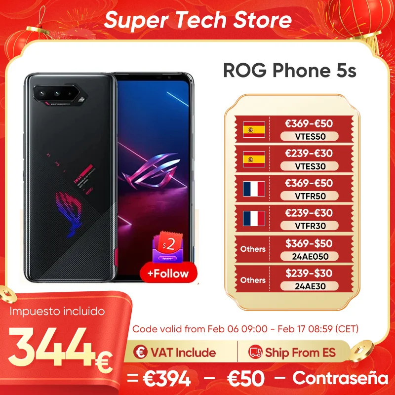 Global Rom Asus Rog Phone 5S Rog 5S 5G Gaming Phone 144Hz Display Snapdragon 888 Plus 6000Mah Ricarica Rapida Smartphone 65W