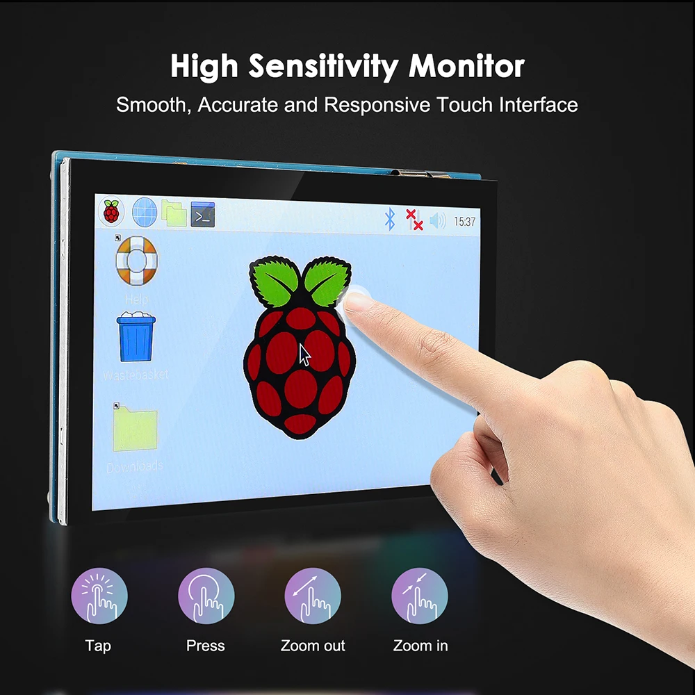 Framboesa pi 4b 3b Mais 3b 3a Mais 2b b Mais Touchscreen Monitor Polegada 800x480 Ips Tela de Toque Capacitivo Cor Dsi Display para o Telefone do Computador Tela Toutch Screen Monitor Monitor Portátil com - Imagem 4