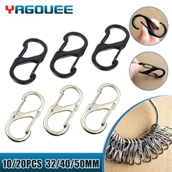10/20pcs Stainless Steel Keychain Hook Anti-Theft Buckle Carabine Outdoor Camping Backpack Mini double-end Melon seed buckle