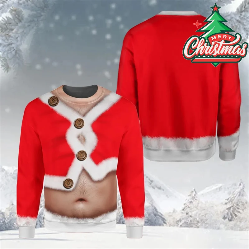 Lustiger Druck Fake Muscle Ugly Christmas Pullover für Männer Hip Hop Party Einzigartiger Pullover Hässlicher Pullover Weihnachtskleidung Persönlichkeitsgeschenk – Detail 3