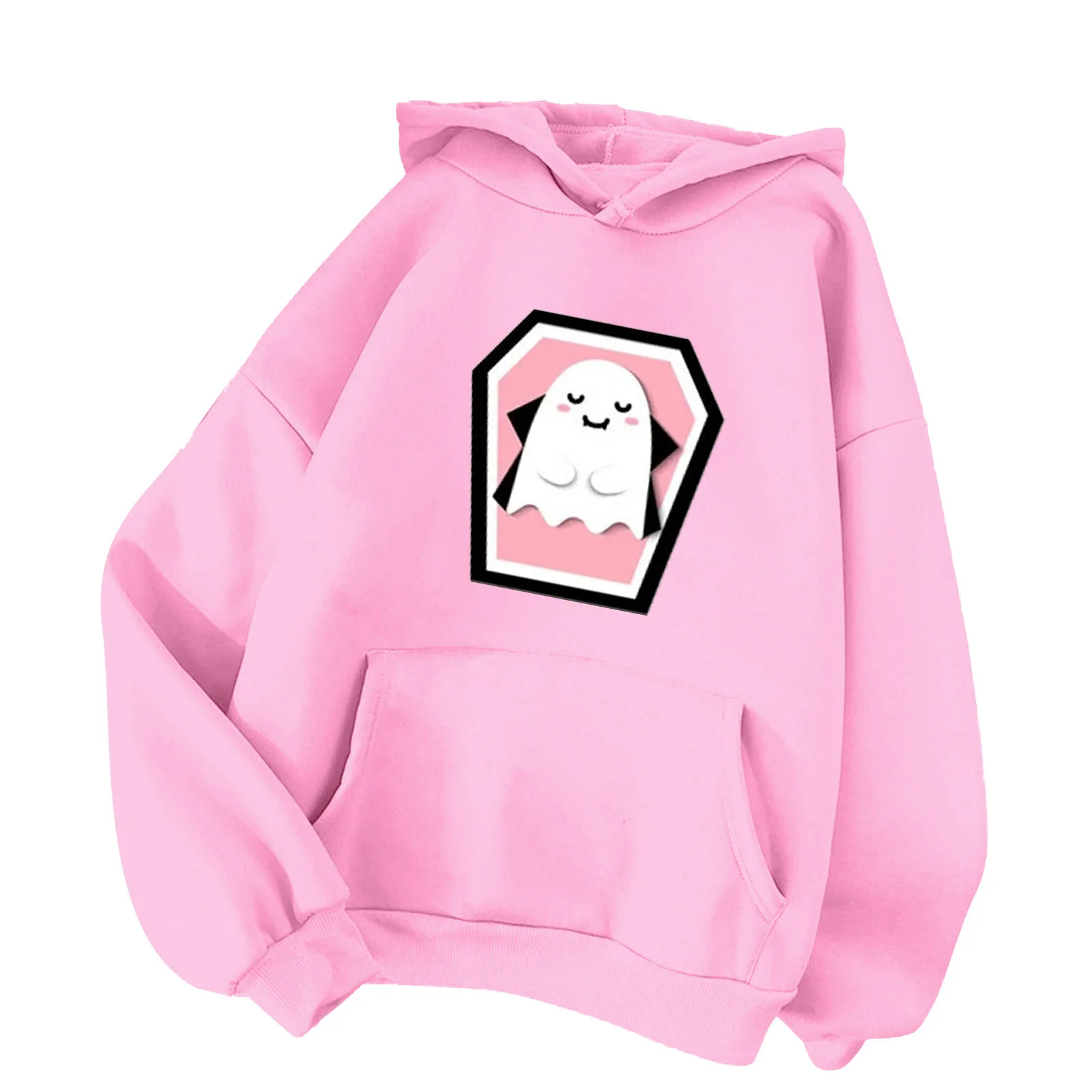 

Women Cute Ghost Graphic Hoodie Halloween Print Pullover Long-Sleeve Female Sweatshirt Sport Casual Daily Clothing Autumn