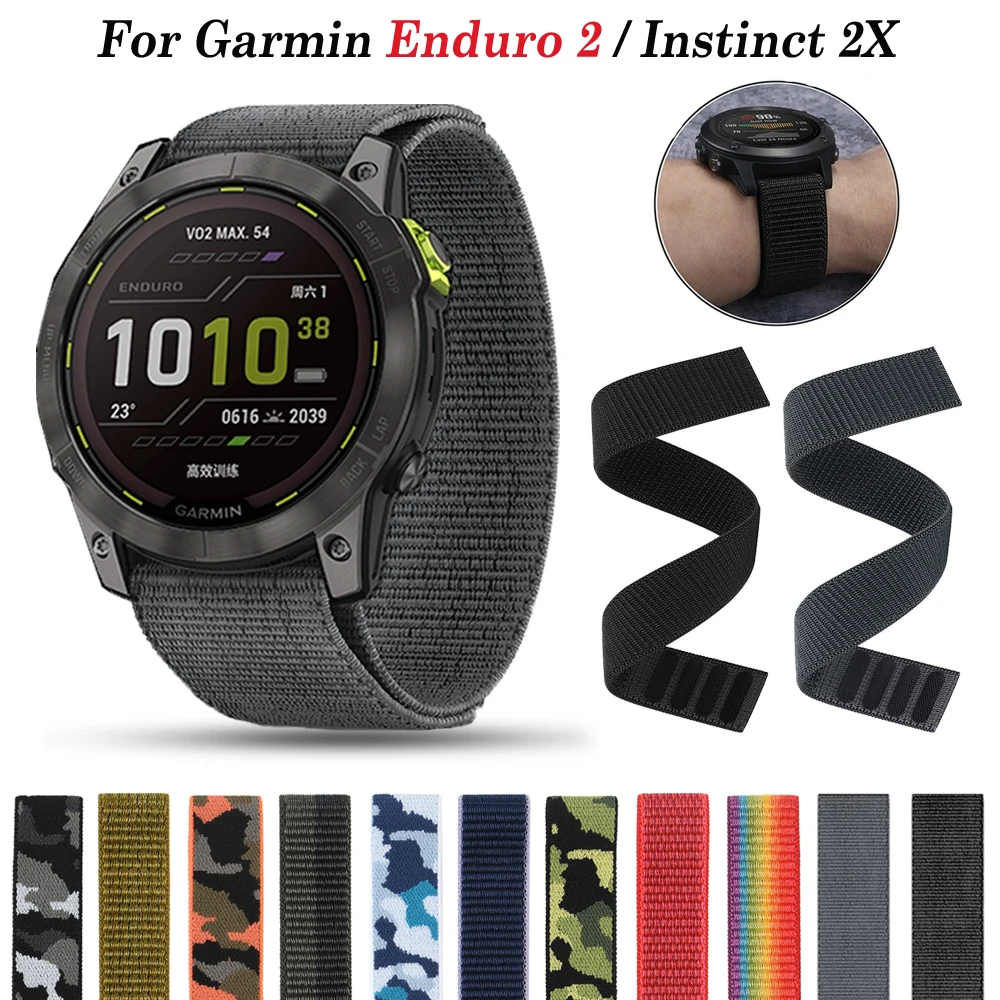 공식 초경량 스마트 워치 밴드 팔찌 나일론 스트랩, Garmin Enduro 2, Fenix 6X 6 Pro 5X 5 Plus 7X 7, Epix Gen 2 용, 26mm, 22mm