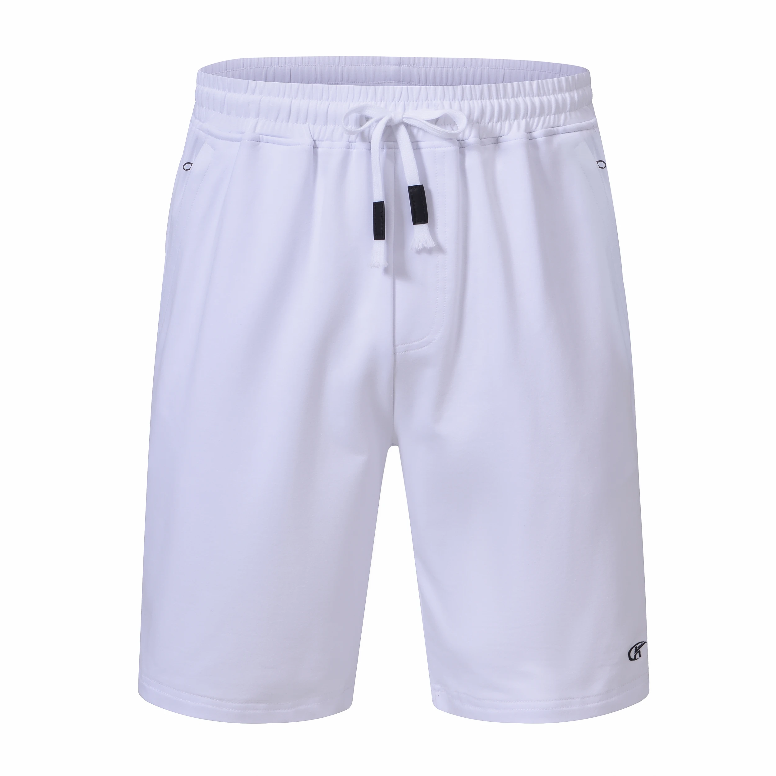 Lässige einfarbige Strickshorts für Herren, atmungsaktive Sommer-Sportshorts aus Baumwolle mit Kordelzug und Reißverschlusstaschen für den Sommer – Detail 11