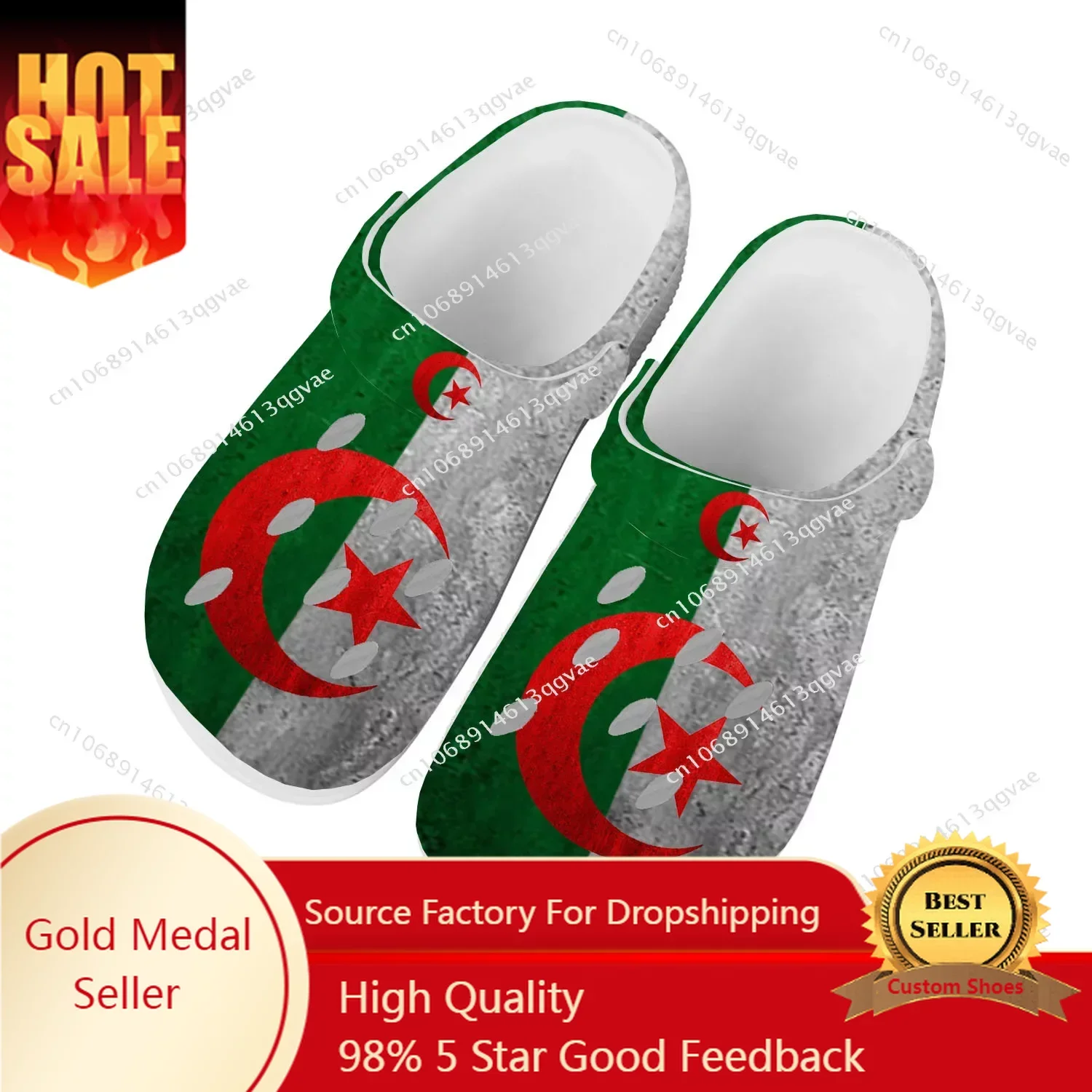 

Algerian Flag Home Clogs Custom Water Shoes Mens Womens Teenager Algeria Shoe Garden Clog Breathable Beach Hole Slippers White