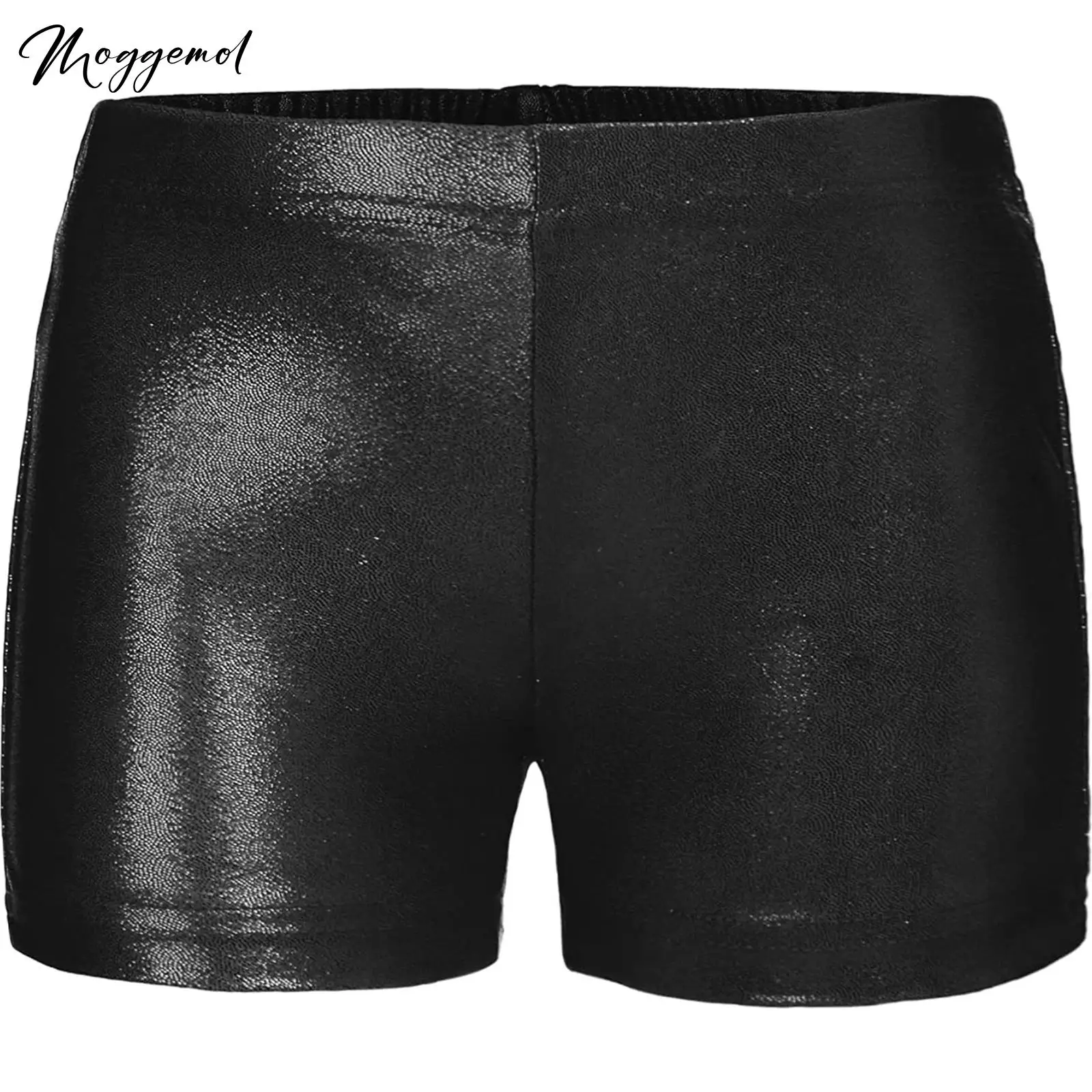 

Kids Girls Gymnastics Dance Shorts Modern Jazz Dance Clothing Shiny Metallic Elastic Waistband Gym Workout Sport Ballet Shorts