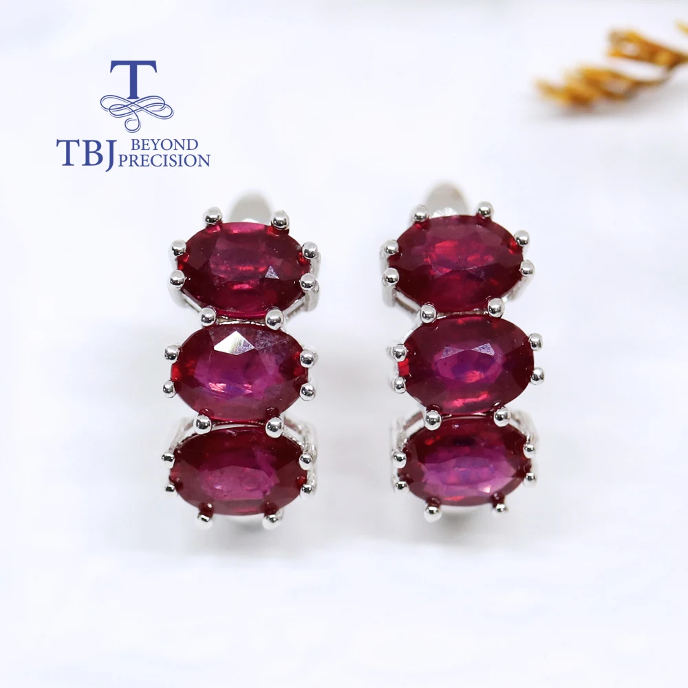 Precious Real Gems Natural ruby S925 Silver Earrings July