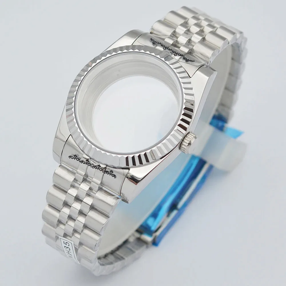 

36mm/40mm Sapphire Glass Silver Watch Case Fit NH35 NH36 PT5000 ETA 2836 2824 Miyota 8205 8215 DG2813 3804 Movement