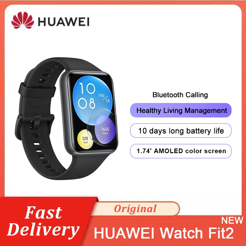 In Stock Global Version HUAWEI WATCH FIT 2 Smartwatch 1.74-inch AMOLED  Bluetooth Calling Healthy Living Management FIT2