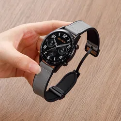 Premium 22mm Leather Magnetic Watch Band - Elegant Color Replacement Strap - 22mm watch straps (Gray)