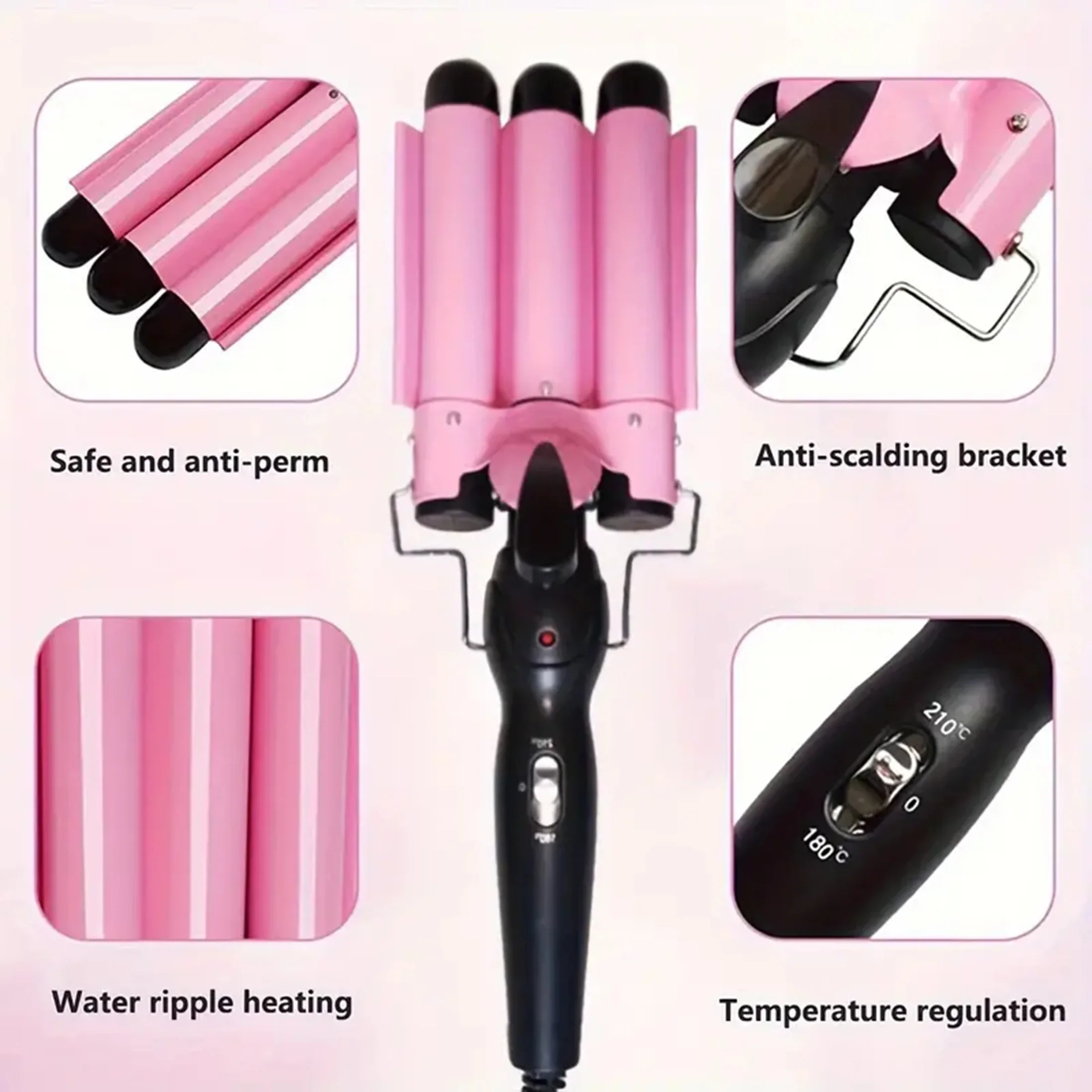 3-tube curling iron Multifunctional modeling tool Create waves and curls Professional quality
