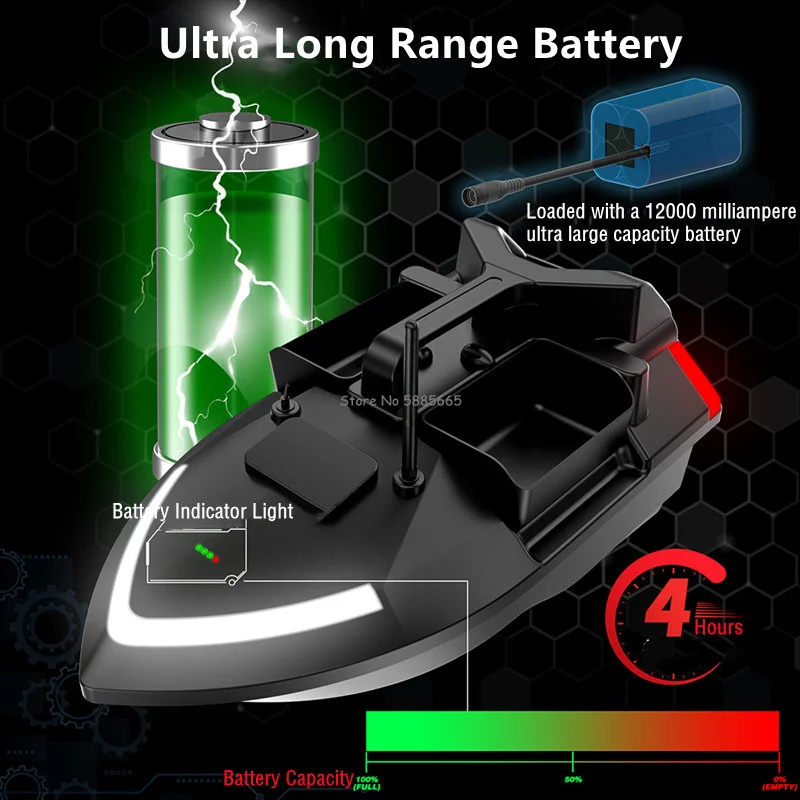 Large Sonar 40GPS Auto Return RC Bait Boat 500M Fixed Speed Cruise Waterproof 3Hopper GPS Smart Remote Control RC Fishing Boat 5