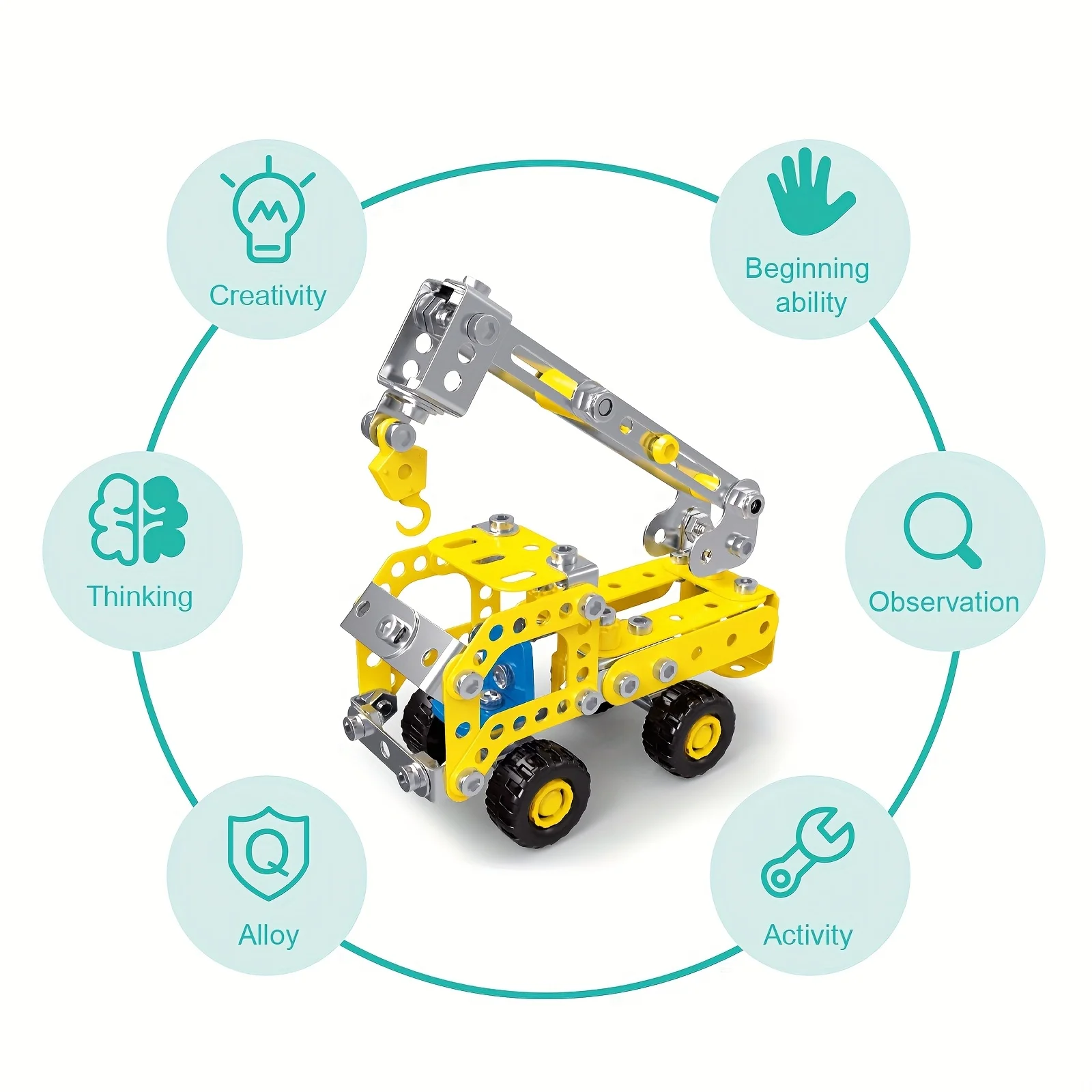 3D 트럭 퍼즐 STEM 프로젝트 건설 차량 굴착기 3D 금속 퍼즐 차량 조립 키트 3D 퍼즐 장난감 어린이 생일 선물