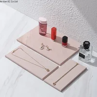 European style natural pink marble tray Aromatherapy Bottle Makeup Bottle Storage Tray Decorative Tray Jewelry Display Plate 2