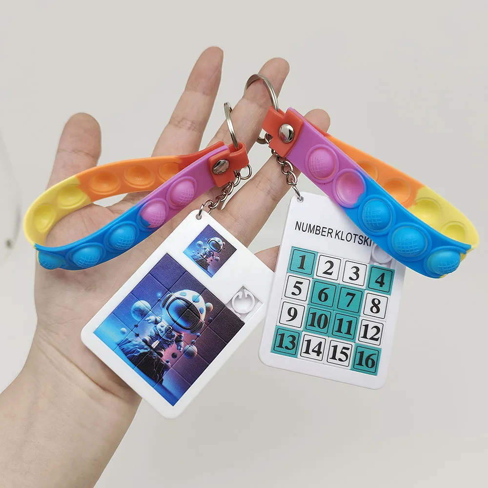 Number Klotski Pop Fidget Puzzle Keychain: Stress-Relieving Toy for Teens and Adults