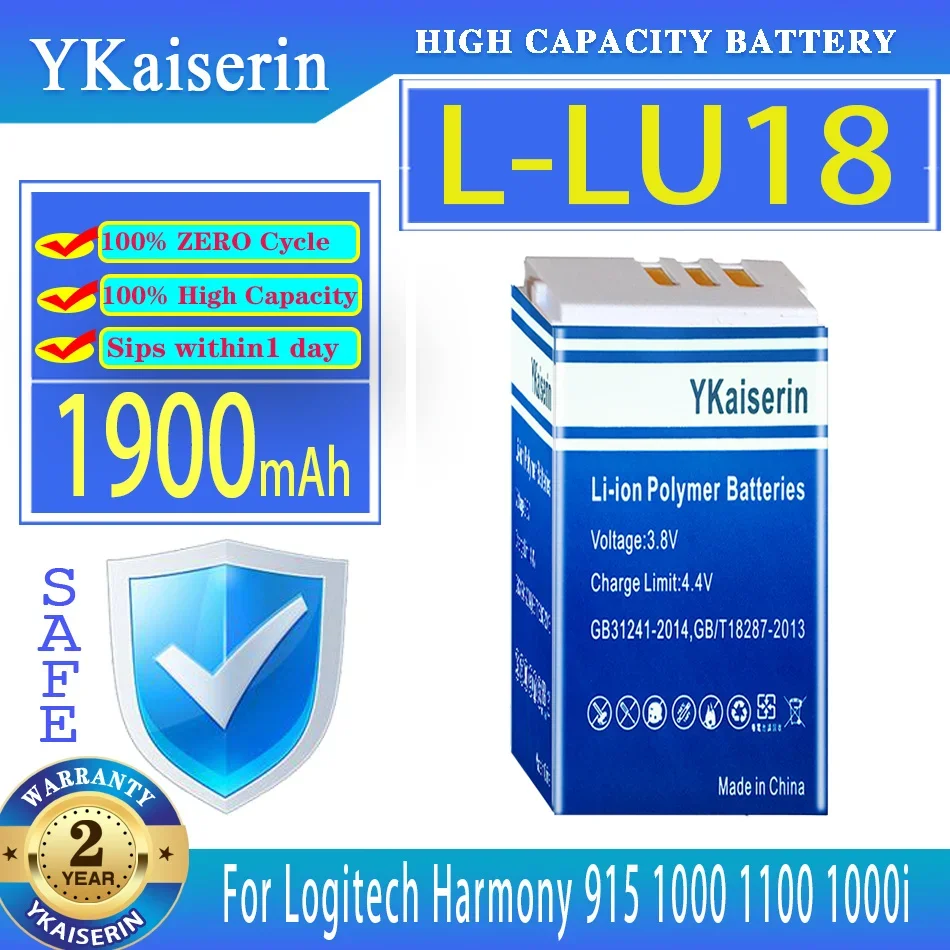 Batteria Ykaiserin L-Lu18 (Harmony 1000) 1900Mah Per Logitech Harmony L-Lu18 Lu18 L52B C-Lr65 C-Rl65 915 1000 1100 1000I Bateria
