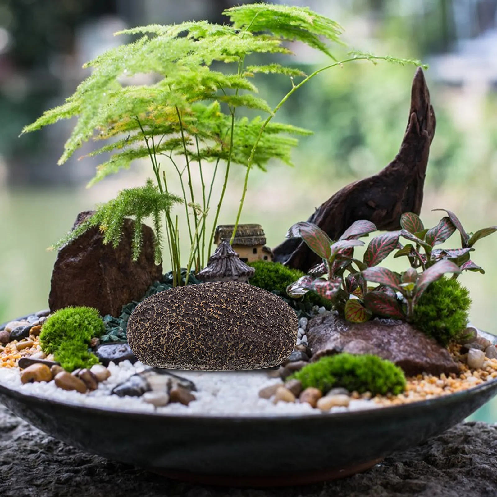 가짜 돌 모양 열쇠 보관함, 실외용 사실적인 레진 바위 모양 열쇠 보관함, 정원, 현관, 마당, 파티오 예비 열쇠를 위한 숨김형 홀더