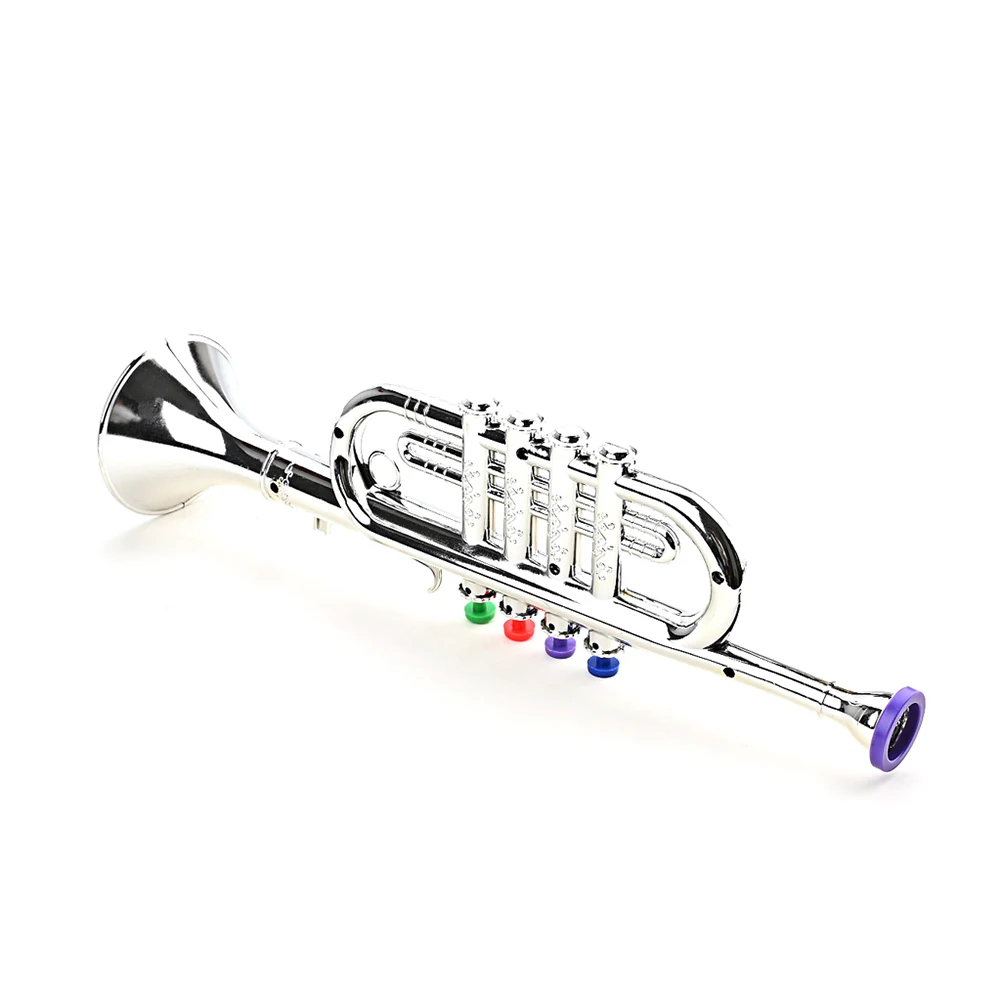 Kids Saxophone Trumpet Professional Trumpet Kids Musical Toy with 4 Colored Keys for Children Boy Girl Birthday Christmas Gift