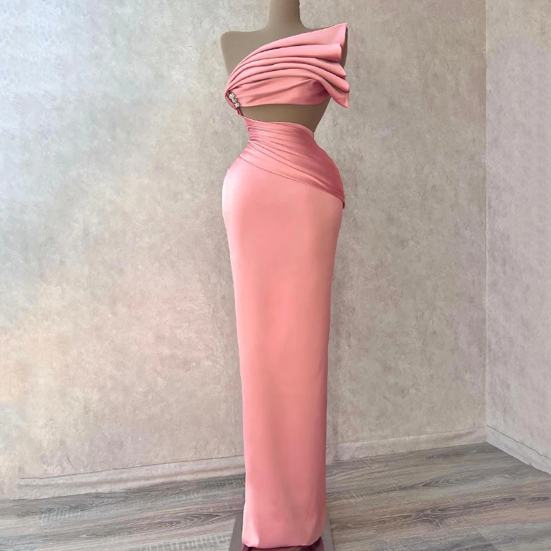 

Thinyfull 2023 Prom Evening Dresses One Shoulder Beadings Party Dress Hollow Out Mermaid Floor Length Cocktail Gowns Custom Size