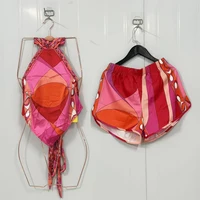Ensembles de hauts et shorts de plage pour femmes, design de luxe, avec foulard à ruban rouge et logo signature de créateur, style classique de marque 2