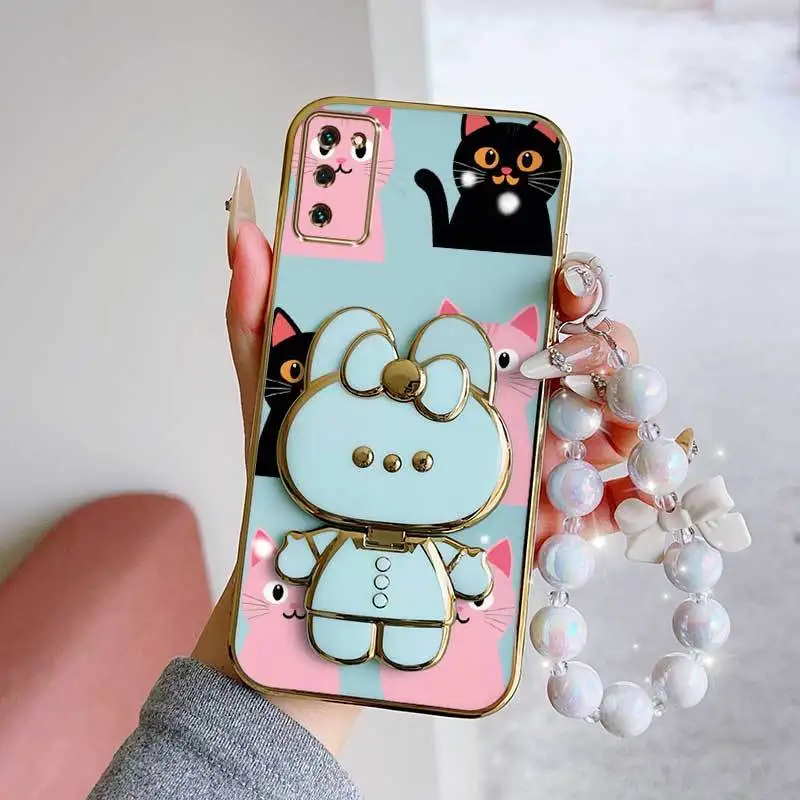 Lovely Heart Phone Case Set with Lanyard and Rabbit Stand