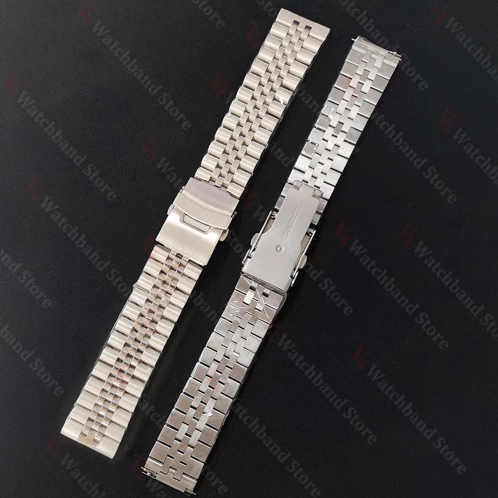 Solid Stainless Steel Curved End Watch Strap - Jubilee Bracelet Style
