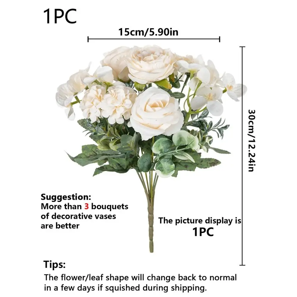 수국 카네이션 인조 꽃, 홈 데코, 시뮬레이션 장식 가짜 꽃, 결혼식 꽃꽂이 장미 꽃병