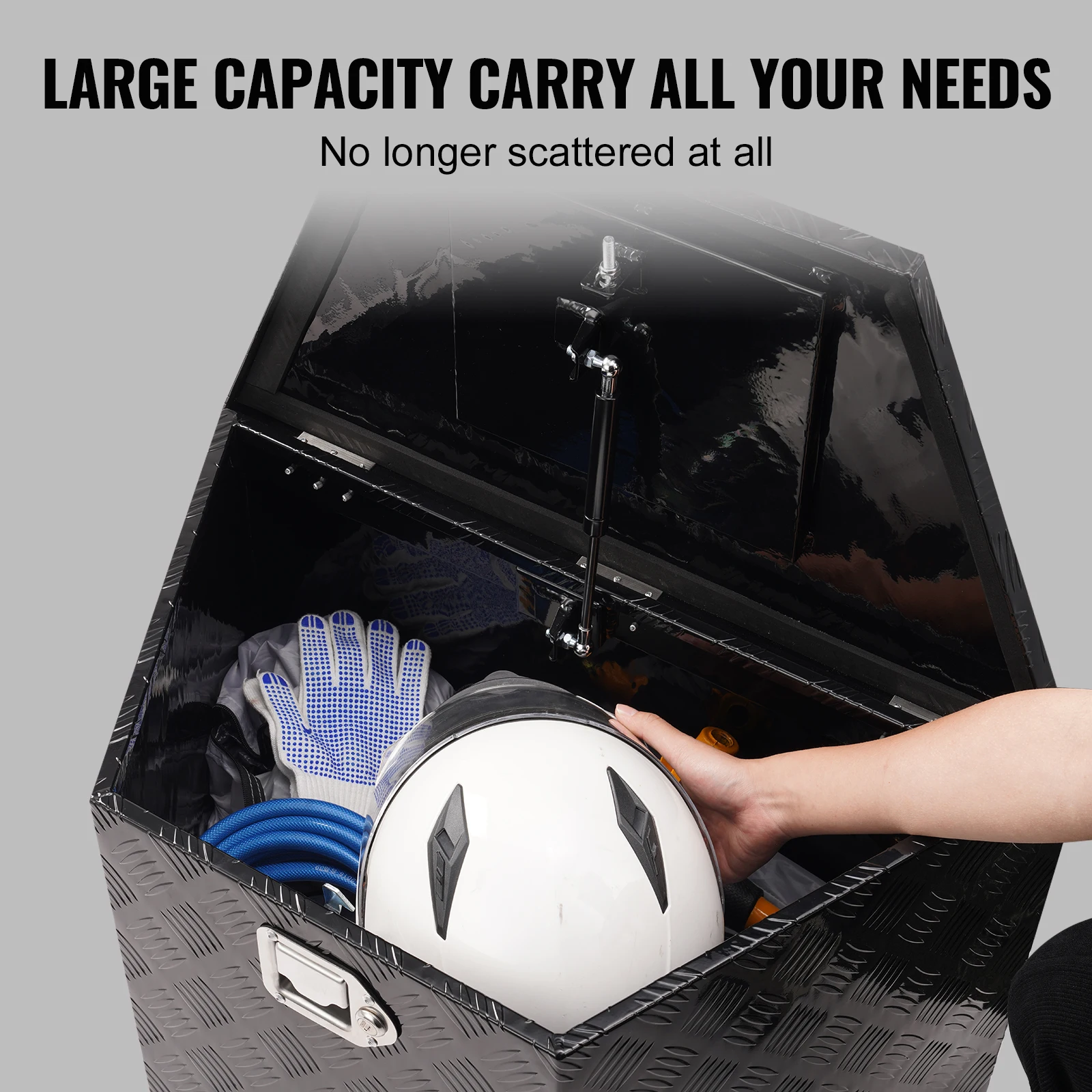 SucceBuy Trailer Tongue Box Aluminum Alloy Tongue Box Tool Chest Heavy Duty Trailer Box Utility Trailer Tongue Box for Pickup