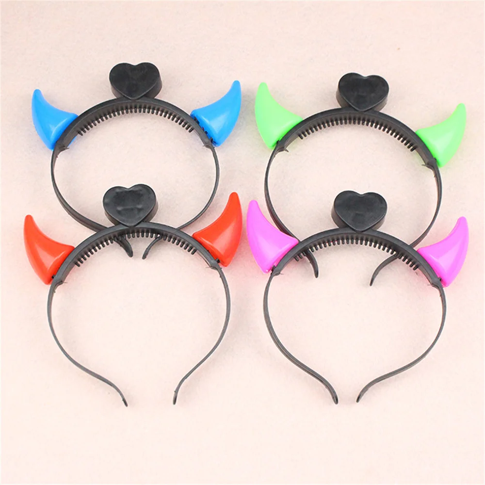 Led Devil Horn Light Up Headband Evil Halloween&Christmas Party Decor Party Glitter Headwear Cosplay Party Costume Hair Hoop