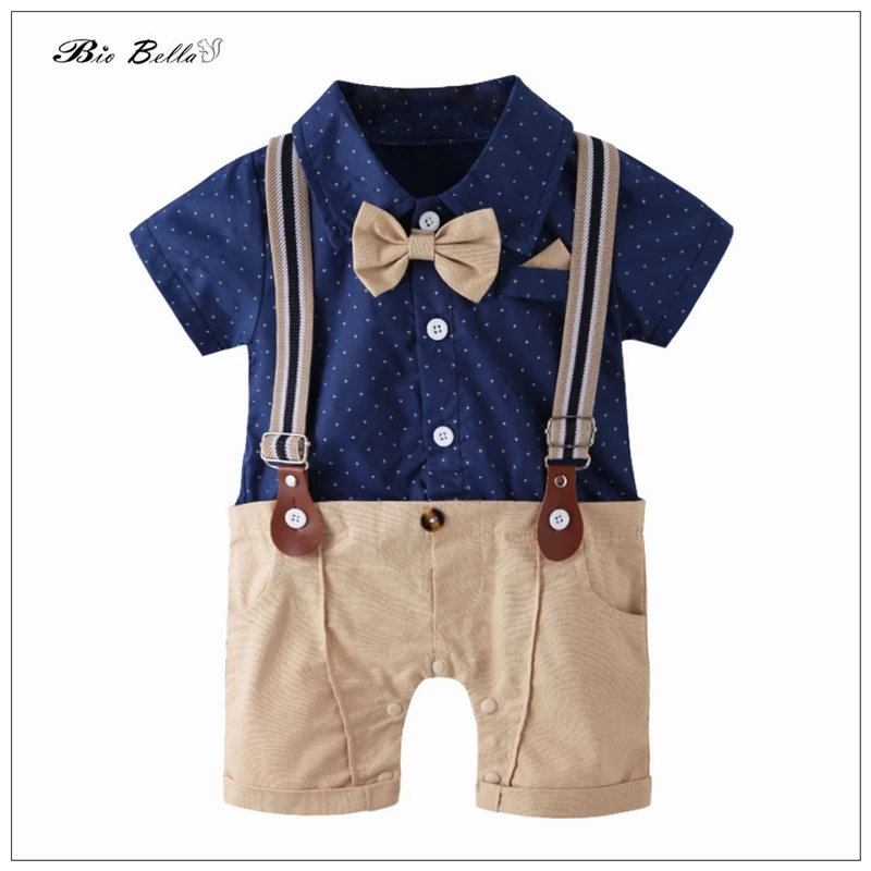 

Summer Boy Baby Romper Short Sleeve Handsome Elegant Infantil First Xmas New Year Toddler Jumpsuit One Boys Outfits Boy Overalls