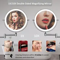 8" Wall Mounted Bathroom Makeup Mirror with 3 Color Light,Double Sided 1X/10X Magnifying Lighted Mirror LED Mirror for Shaving - Image 3