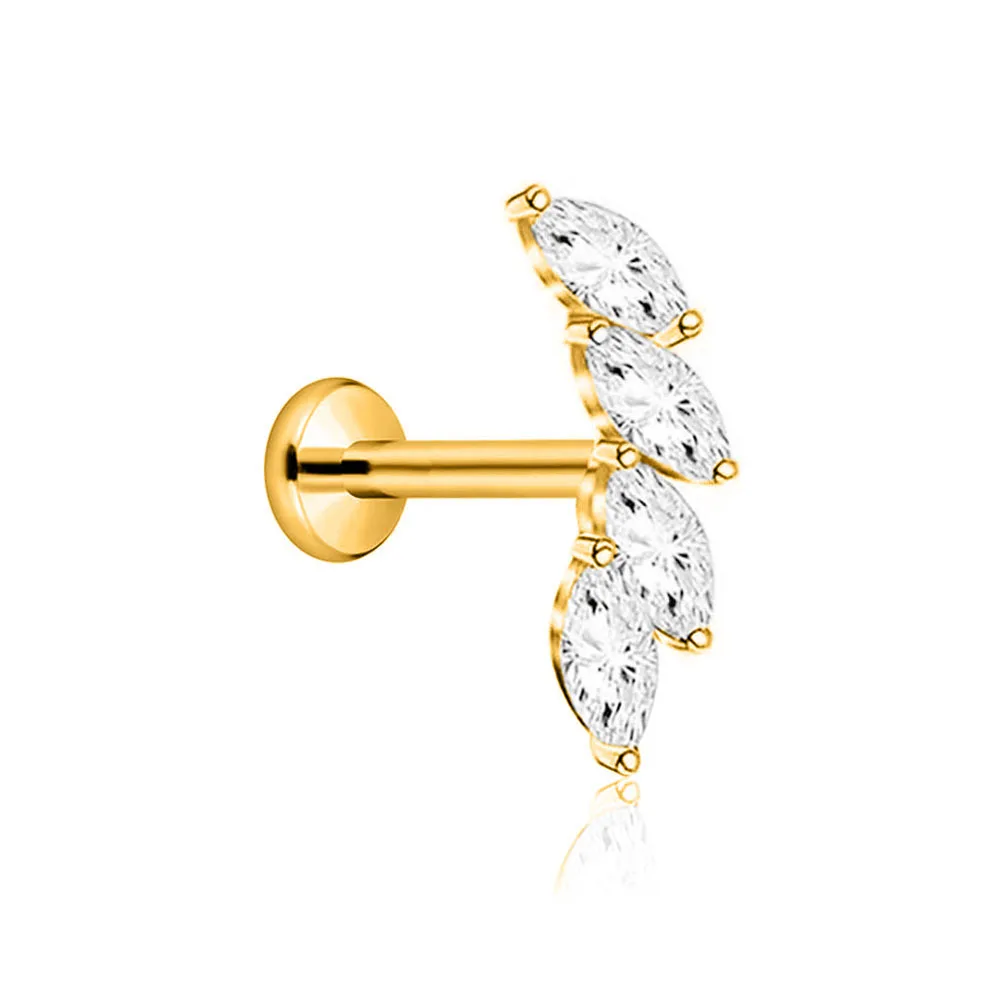 ASTM F136 G23 Titanium Flower Heart Star Drop Threadless Piercing Petals Leaf Moon Pin Push in Labret Stud Daith Conch Earring Piercing Jewelry Body Piercing Earrings Ear Piercing Jewelry Ear Studs Metal Jewelry Body Piercing Jewelry Body Jewelry