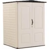 Large Plastic Weatherproof Outdoor Storage Shed with Double Wall Construction for Backyard, Garden, and Patio, Sandstone 6