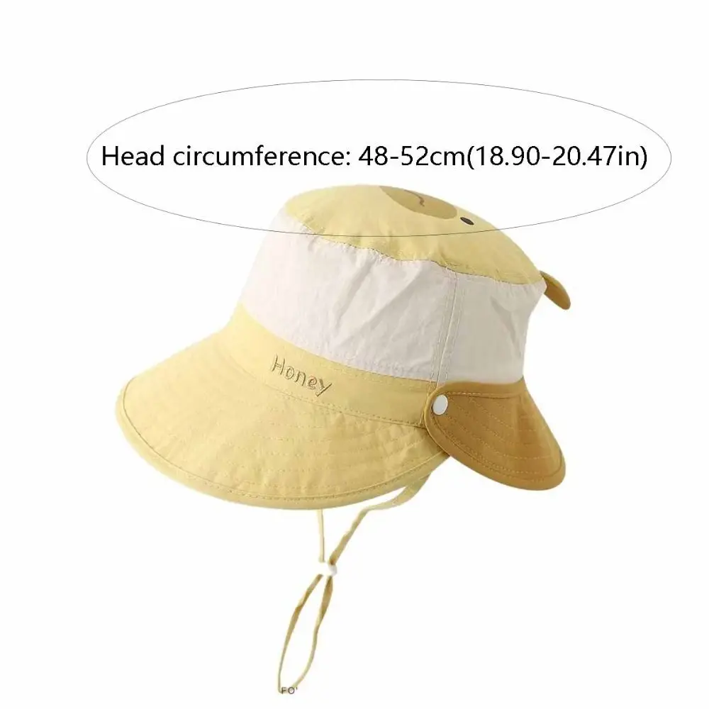 Quick-dry Cartoon Animal Bucket Hat Letter Embroidery Detachable Summer Sunhat Shading Hat Anti-UV Sun Hat