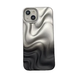 Elegant Wine Red 3D Water Ripples Phone Case - Soft Silicone Back Cover - iPhone 12 Pro Max (Silver Black)