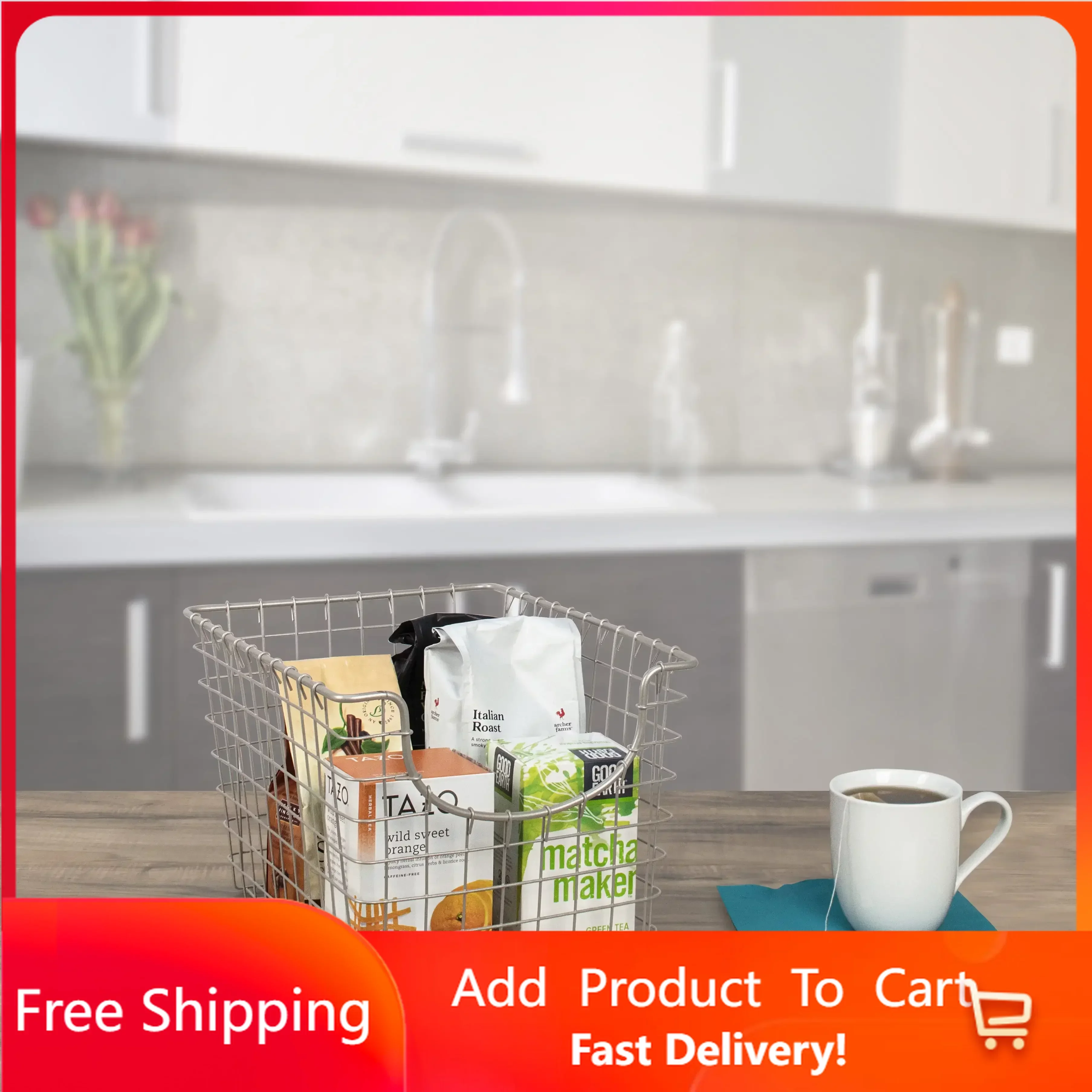 

Scoop Steel Wire Stackable Storage Basket for Kitchen, Pantry, Closet and Garage, Medium, Satin Nickel Rapid Transit Free Shippi